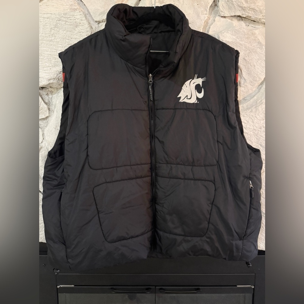 Pro Edge | Men’s Reversible WSU Collegiate Black Puffer Vest, Size 2XL